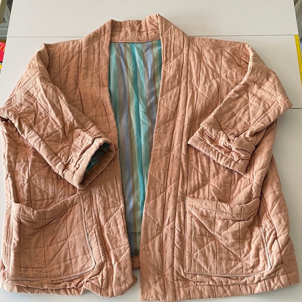 Women's Quilted Jacket - Blush Pink, Handmade with Merchant and Mills fabric